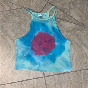Tie dye halter crop top